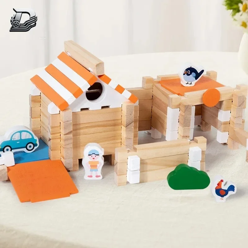 【Best-selling】DIY Wooden Building Blocks Set Mini House Montessori Learning Toy For Children Early Education Creative Wood Block