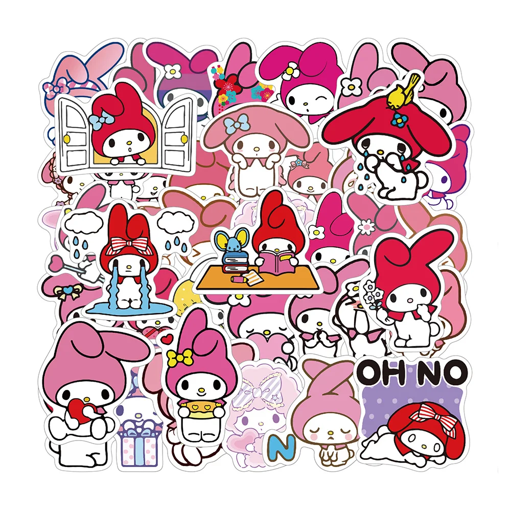 

10/30/50PCS Sanrio Kawaii Melody Sticker Cute Cartoon Fun Graffiti Waterproof Decal Kids Toy Gift for Laptop Refrigerator Guitar