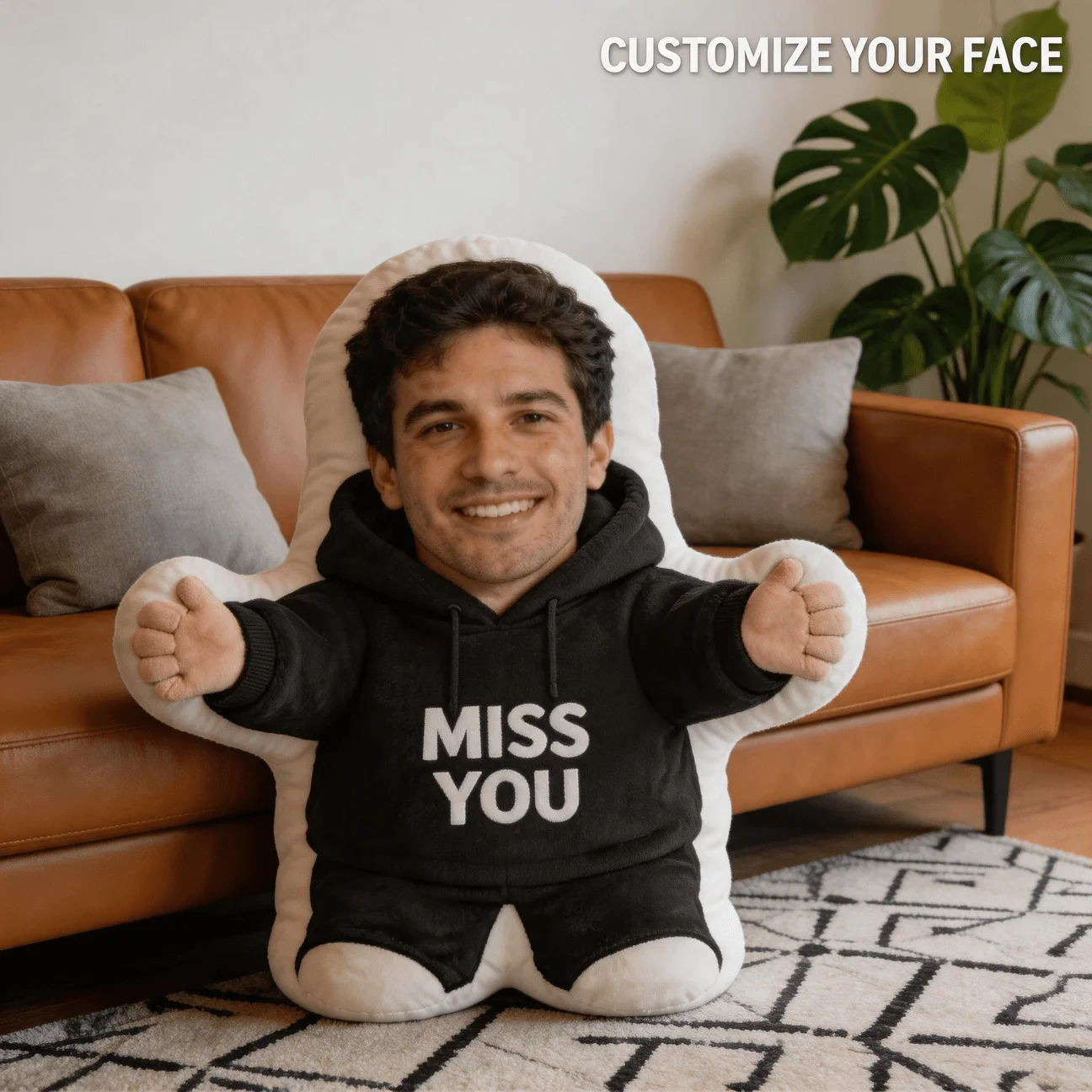 Custom Face Personalized Photo Shaped Pillow, Cute Human Figure Decorative Cushion with 