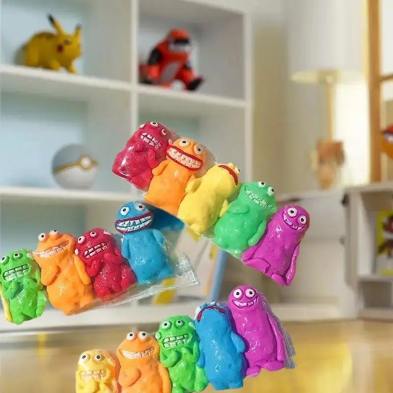 5個セットのスクイーズ可能な粘土人形モンスター：ストレス軽減、癒し系音楽玩具で軽やかな楽しみを