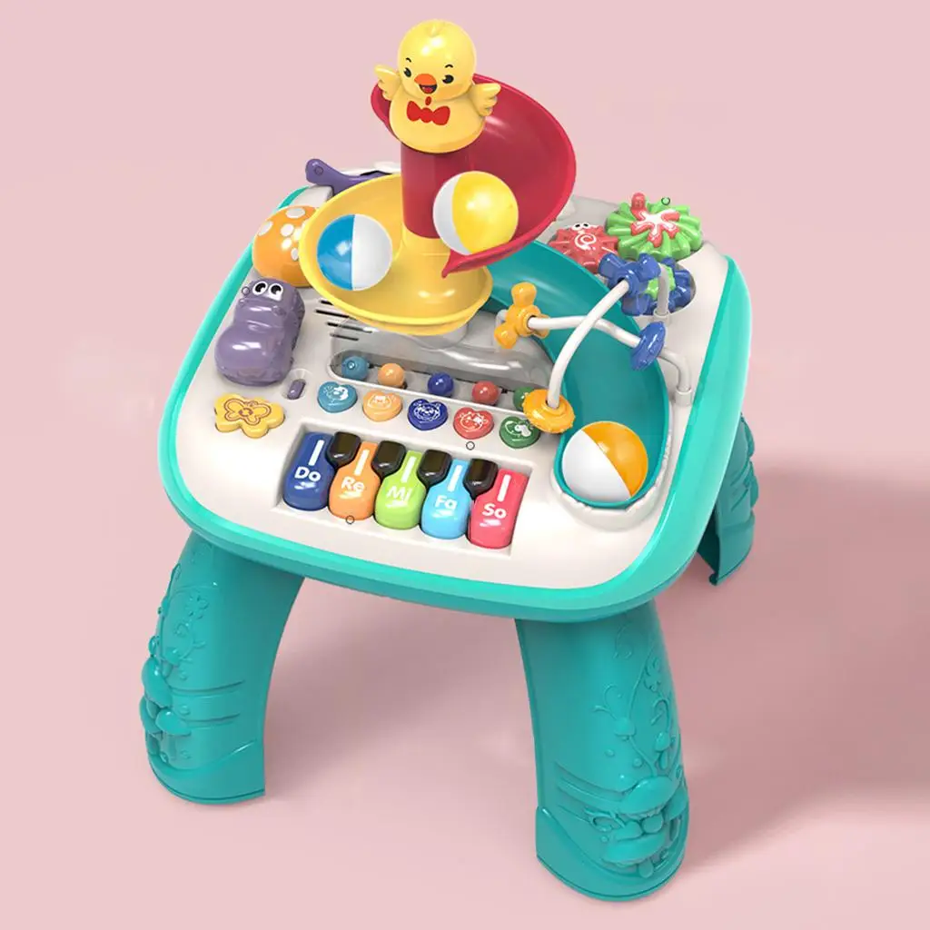 Multicolor Baby Activity Table Musical Learning Machine Interactive Play Center Musical Toys for New Year Gift Boys Infant Kids