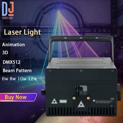 6W 8W 10W 12W RGB 3D Animacja Światło laserowe z efektami wzoru wiązki Sterowanie muzyką DMX512 DJ Disco Party Club Efekty sceniczne