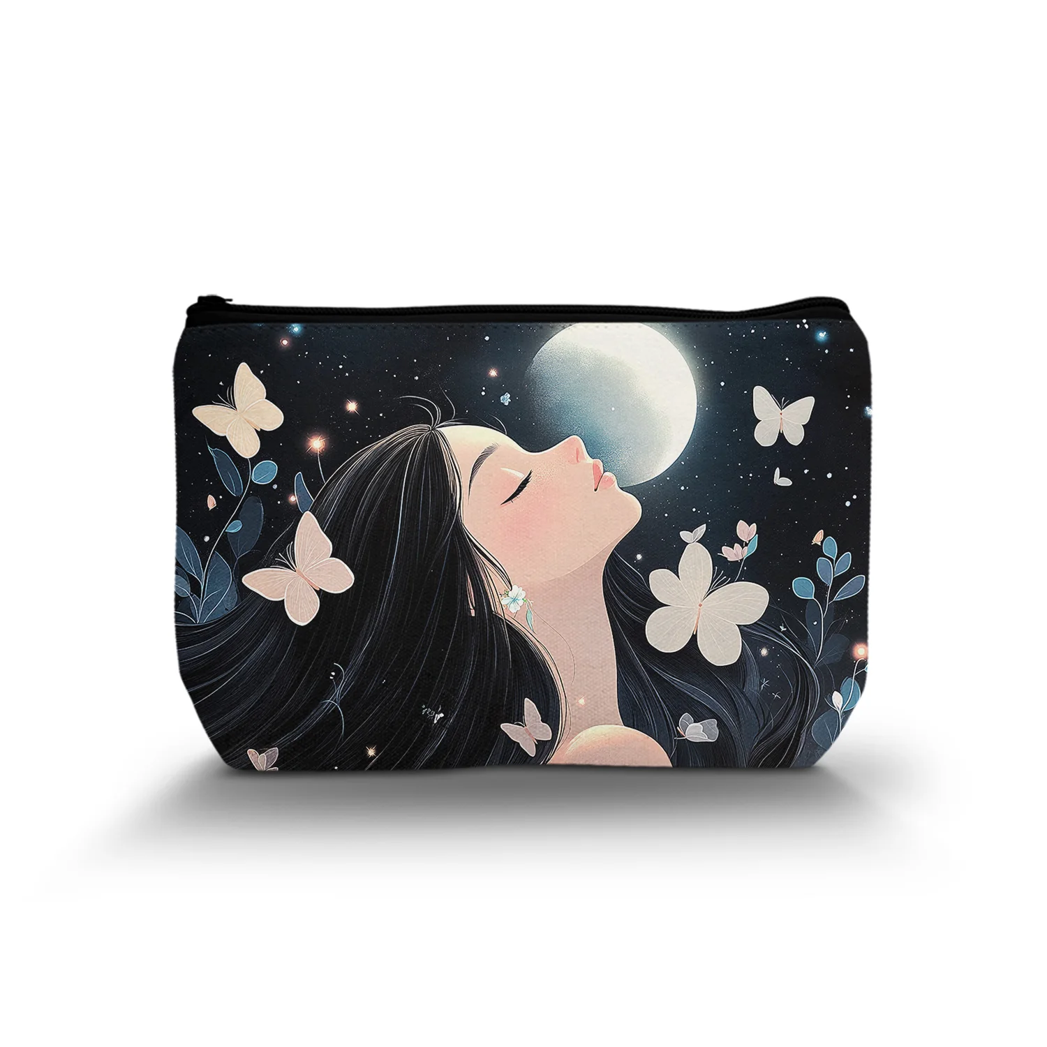 1Pc Aesthetic Cute Makeup Bag Moon Star Butterfly Fashion Zipper Portable Makeup Bag Best Gift For Friends And Sisters