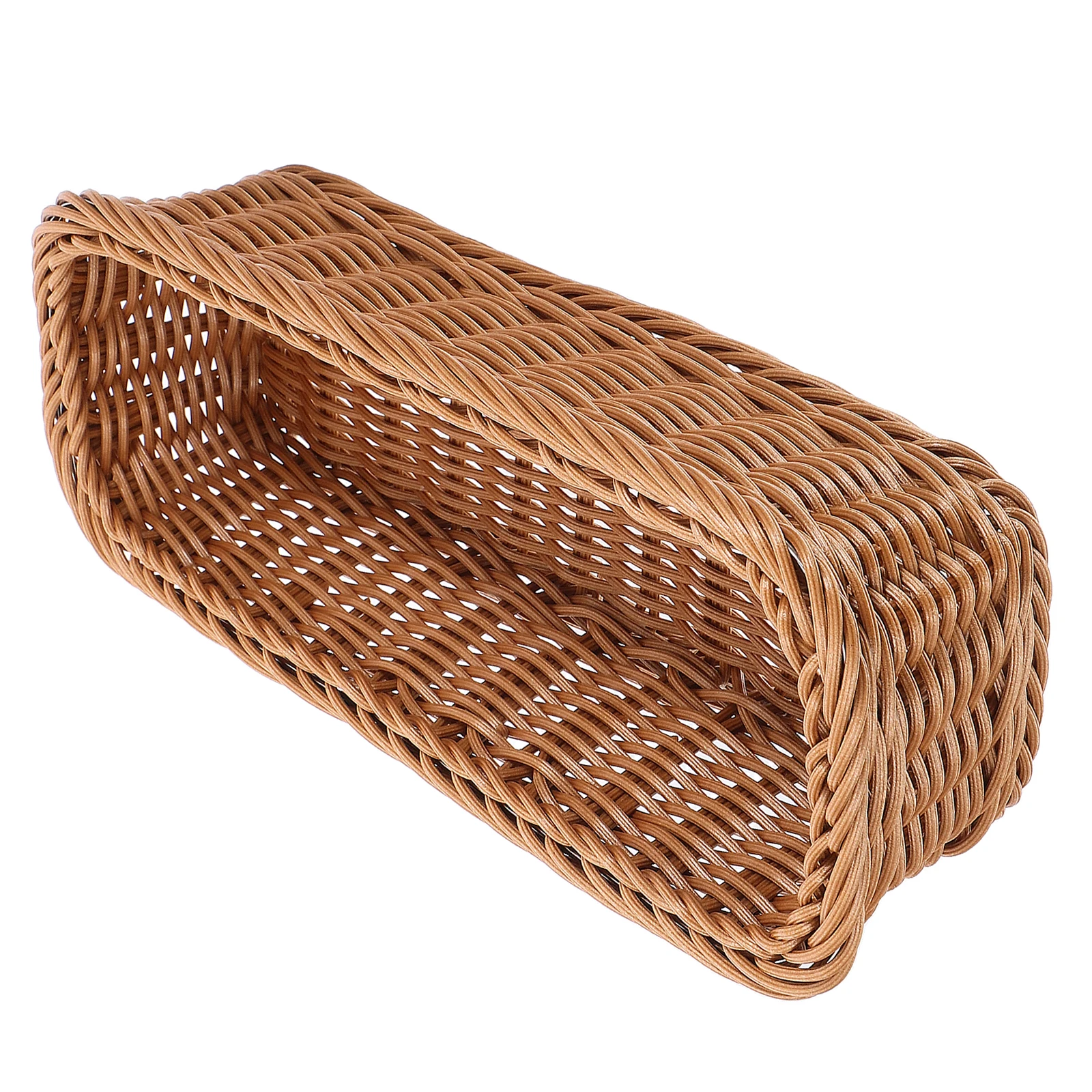 

Plastic Rattan Woven Flatware Storage Basket Natural Color Compact Cutlery Organizer Kitchen Utensil Holder Fork Spoon