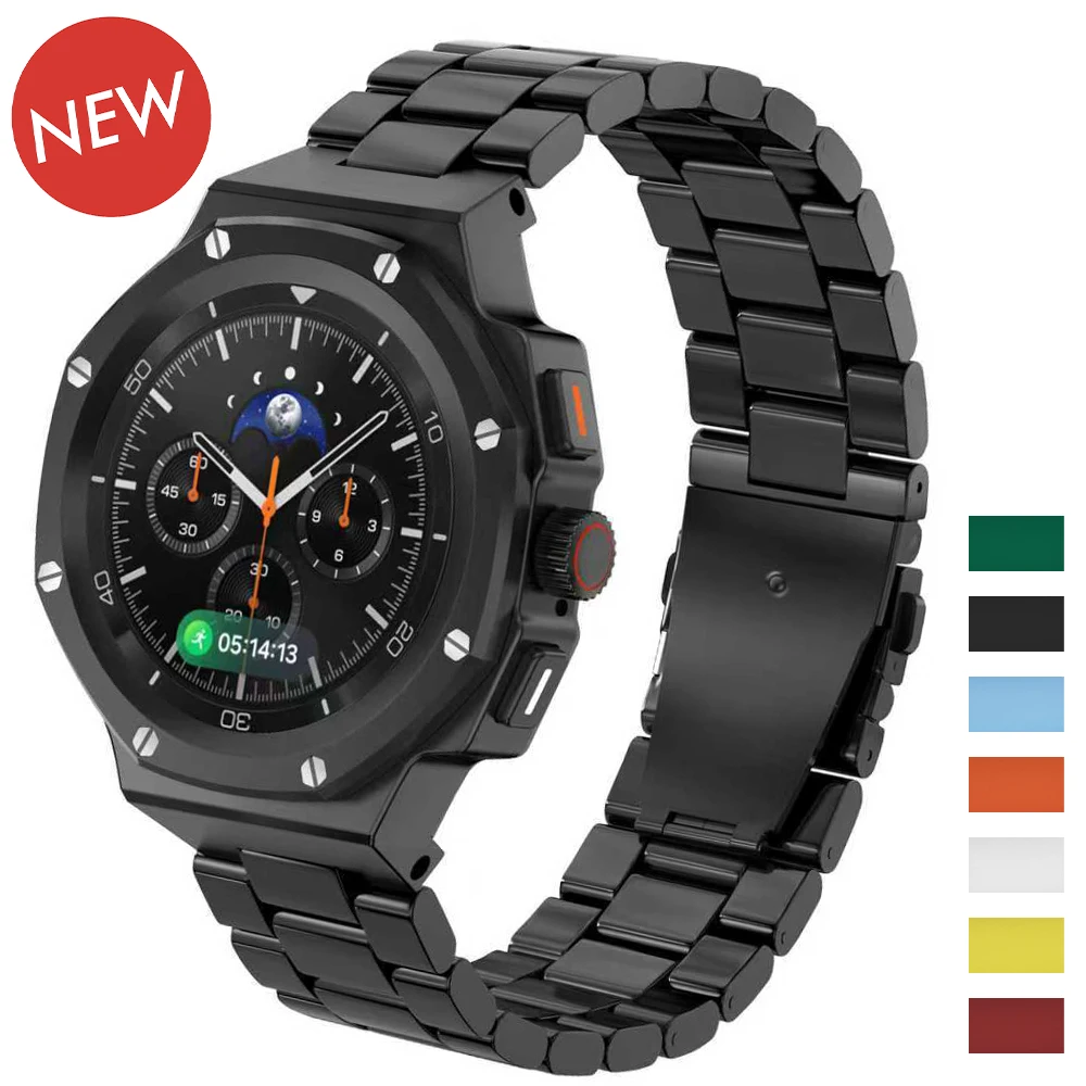 

Luxury Alloy Modification Kit for Samsung Galaxy Watch 8 40mm 44mm Metal Case Rubber Band for Watch 8 Classic 46mm Accessories