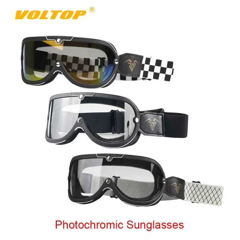 

Motorcycle Helmet Goggles Photochromic Cycling Glasses Sun Protection Wind Sand Retro Goggles Photochromic Sunglasses