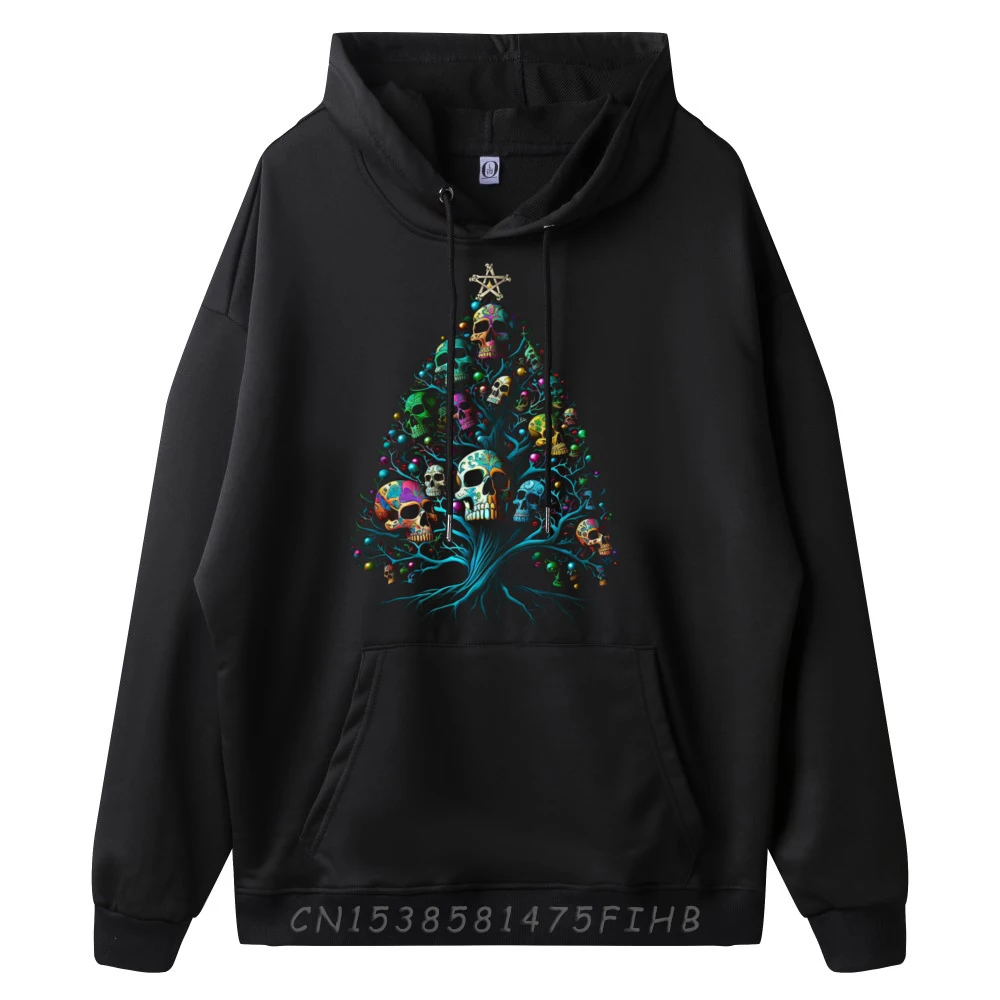 Skull Christmas Tree Funny Mexican Flower Sugar Skull Luxury Hoodie Men High Quality Camiseta Masculina Graphic