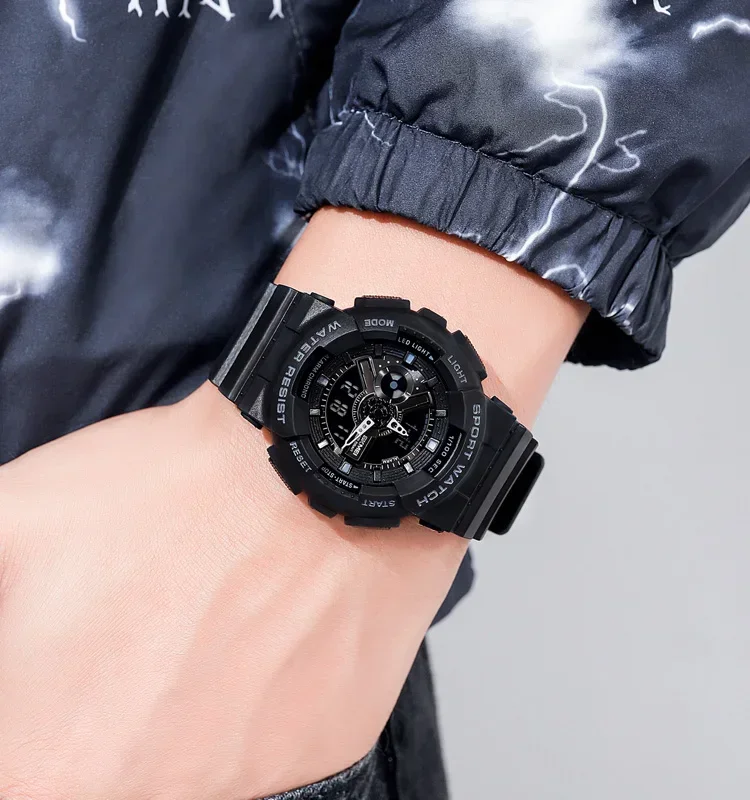 SKMEI 1834 مقاوم للماء للصدمات كرونو كوارتز ساعات المعصم الرياضية للرجال النساء LED عرض الرقمية رجل إمرأة ساعة على مدار الساعة 1835