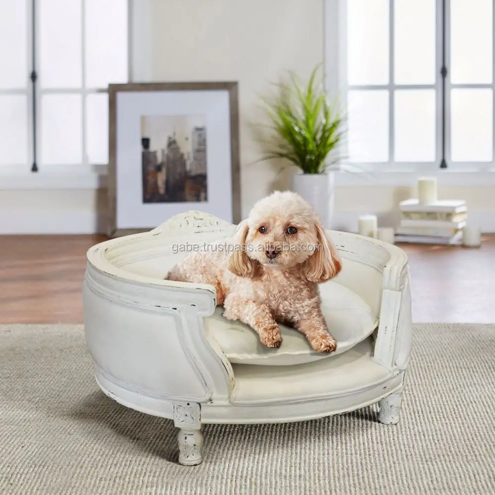 

Sofa Or Bed For Pets Ariny Made From Mahogany Wood White Distressed Color
