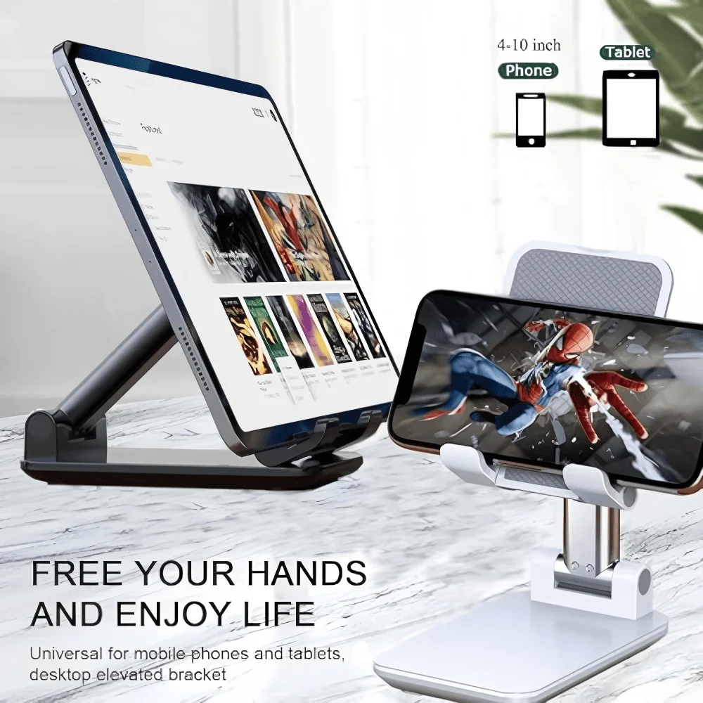 

Foldable Adjustable Phone Stand – Portable Desk Holder for iPhone 16 15 14 13 12 & Android, Premium Gift for Home Office