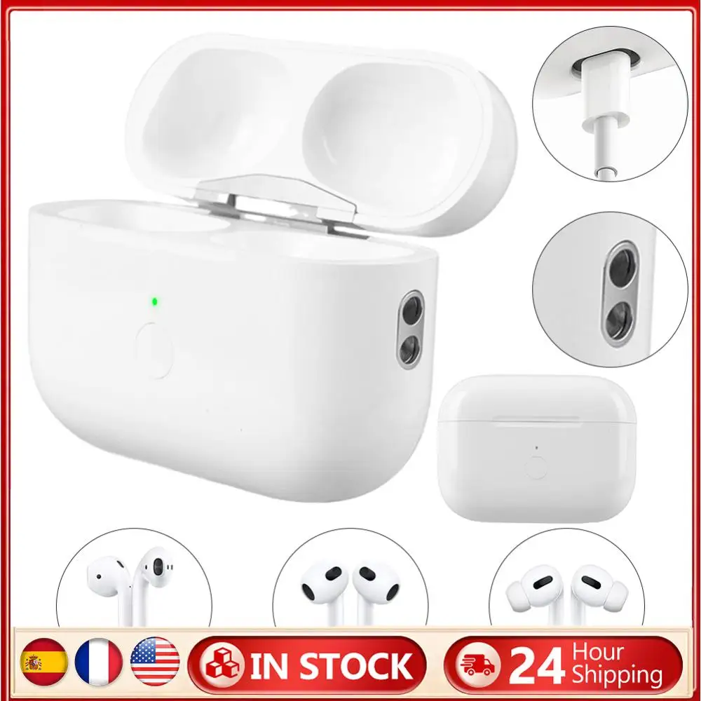 

Чехол для беспроводной зарядки, чехол для беспроводного зарядного устройства емкостью 450 мАч с Bluetooth-совместимой кнопкой синхронизации сопряжения для AirPods Pro 2-го и 1-го поколения