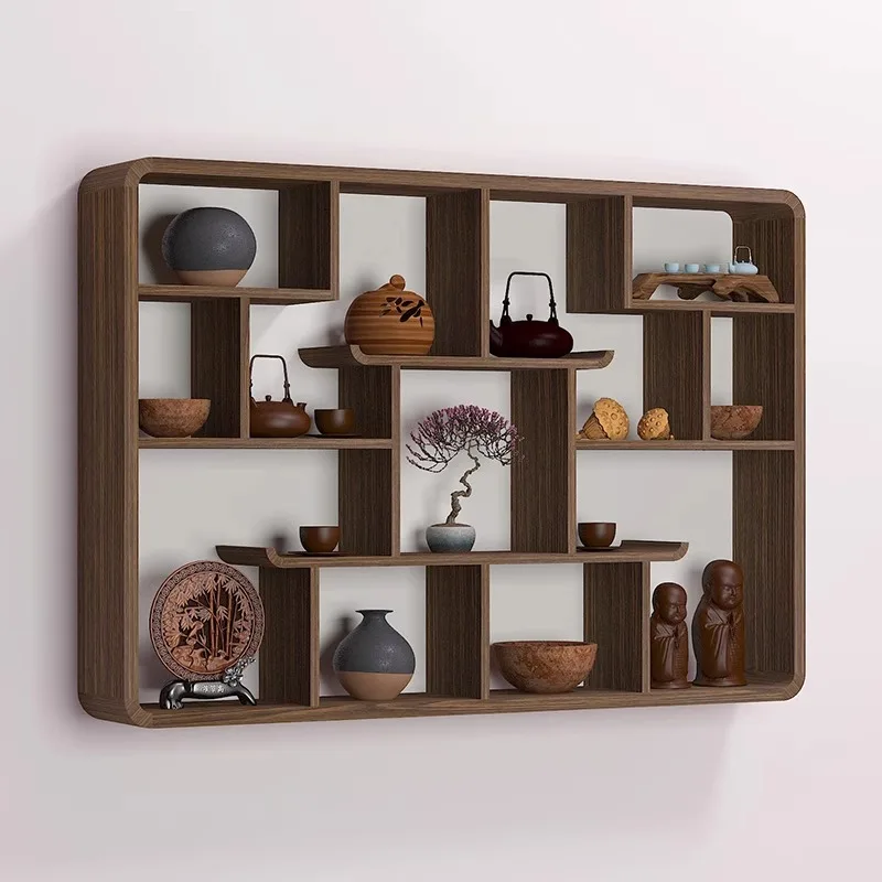 

Solid wood Chinese tea rack Wall-mounted shelf Wall-mounted tea set Teacup teapot