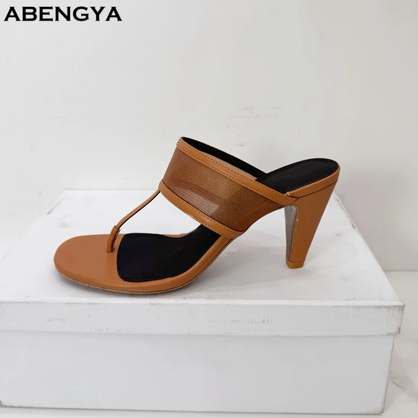 Summer Flip Flops High Heels Slippers Women Air Mesh Party Shoes Woman Sexy Open Toe Modern Sandals Women's Slippers