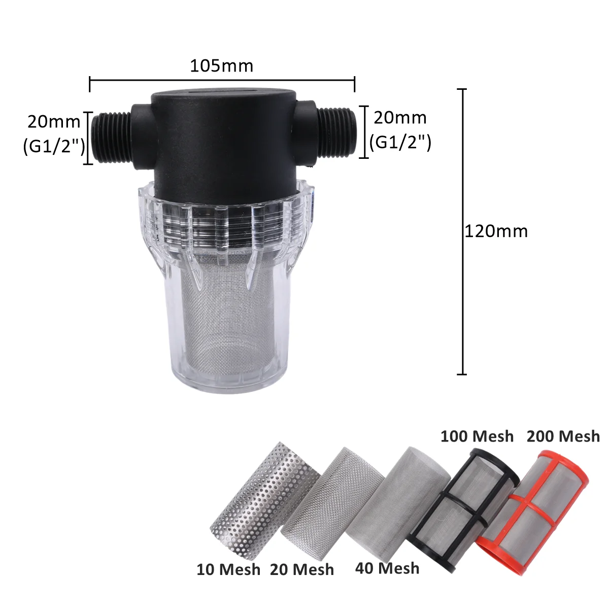 1 قطعة 1/2 "3/4" 1 "موضوع تصفية مياه الفولاذ المقاوم للصدأ حديقة الري سقي أنظمة التغشية مرشح الري بالتنقيط