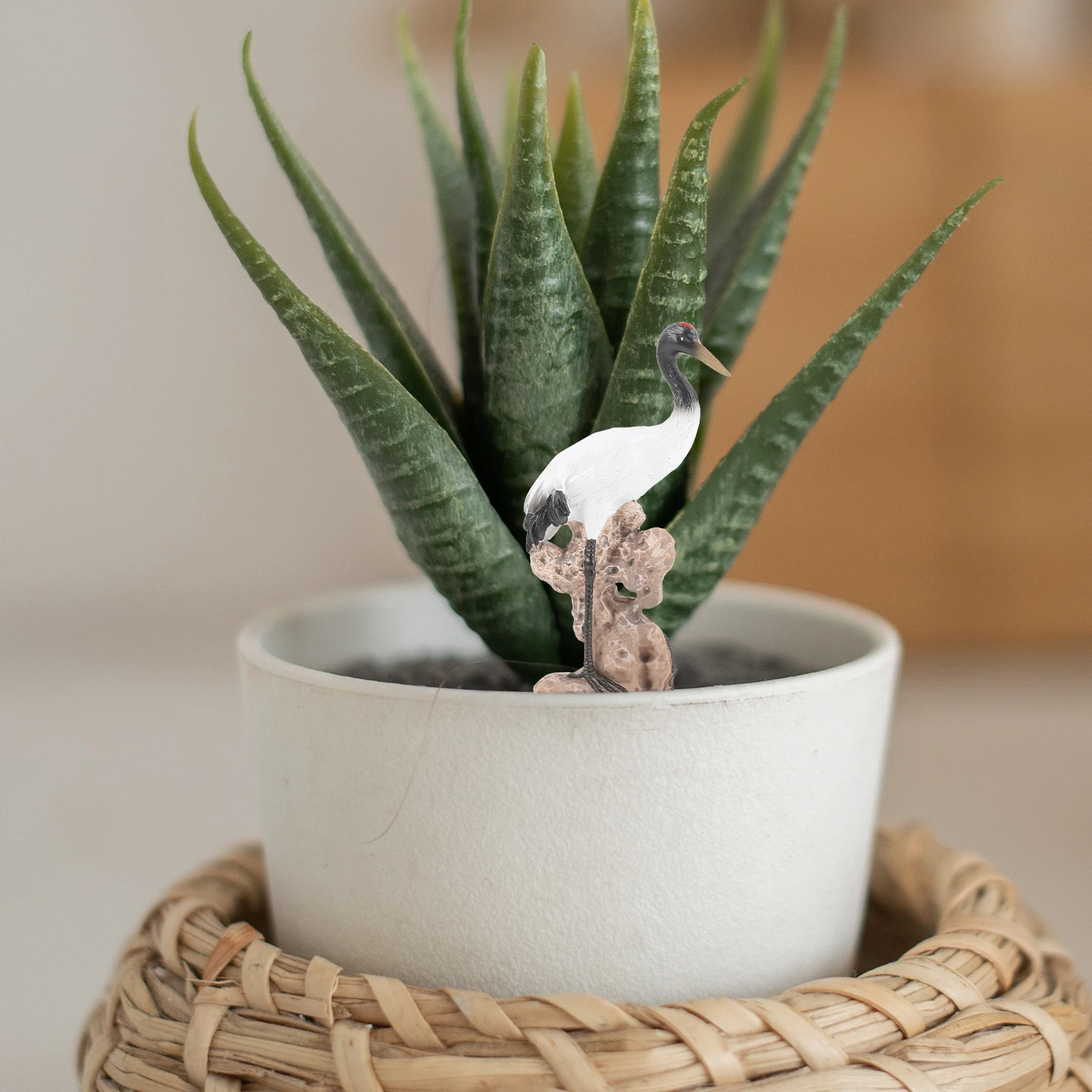 

Crane Home Decor Garden Decor Bonsai Ornament Desktop Garden Decoration Crane Bird Statue Landscape Adornment