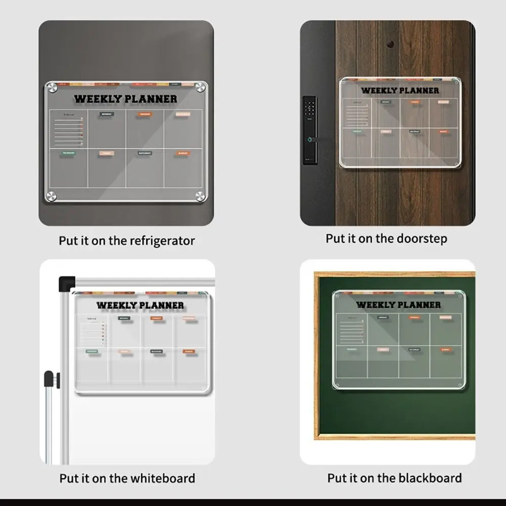 الملحقات تقويم أكريليك مغناطيسي قابل لإعادة الاستخدام، تقويم مخطط عالمي متين، مخطط أسبوعي سهل المسح #5