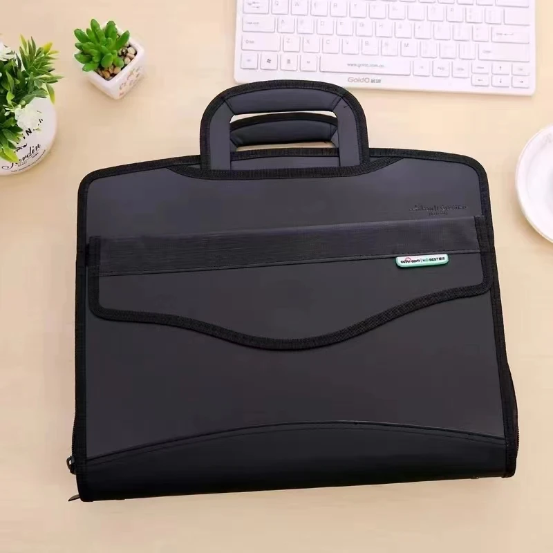 Bolsa de lona negra para documentos de oficina para hombres y mujeres, maletín de mensajero para computadora portátil, trabajo de mano, negocios, A4