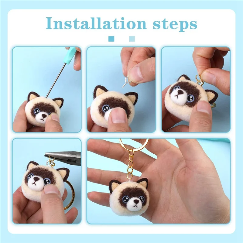 Needle Felting Beginner Keychain Kit, Included Roving,Needle Felting Pad,Needles