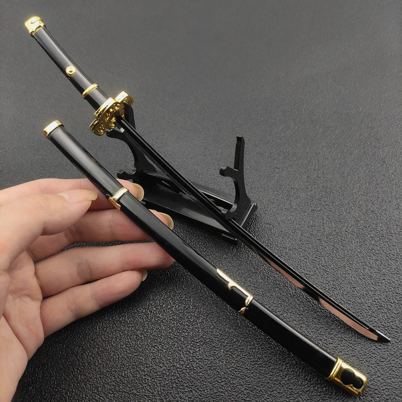 26cm One Piece Weapon Roronoa Zoro Santōryū Meito Katana Anime Metal Sword Weapon Miniature Keychains Ornament Collection Toys