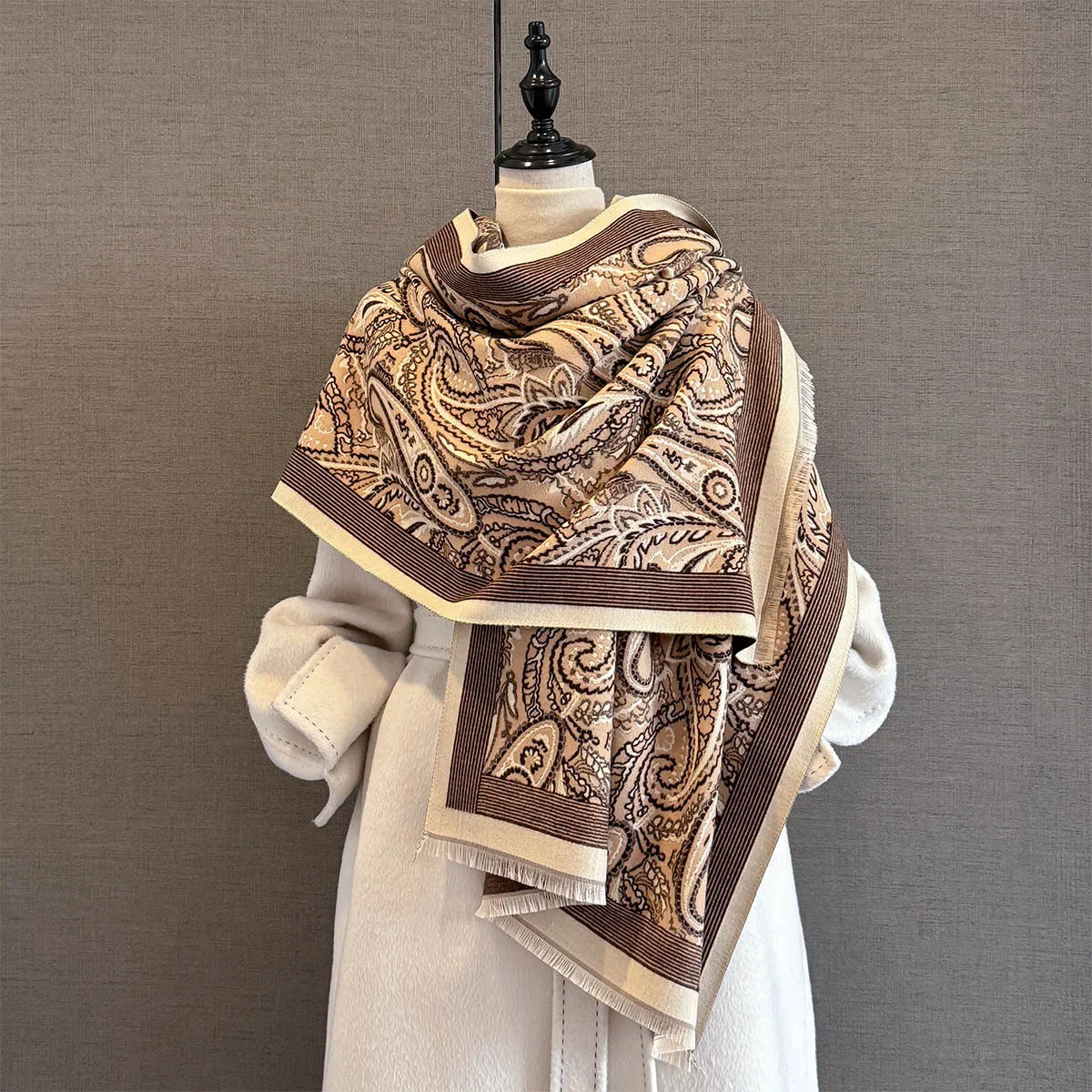 

Теплый роскошный кашемировый шарф с узором пейсли, женский однотонный модный шаль, женское одеяло, платок, зимняя бандана из пашмины Bufanda