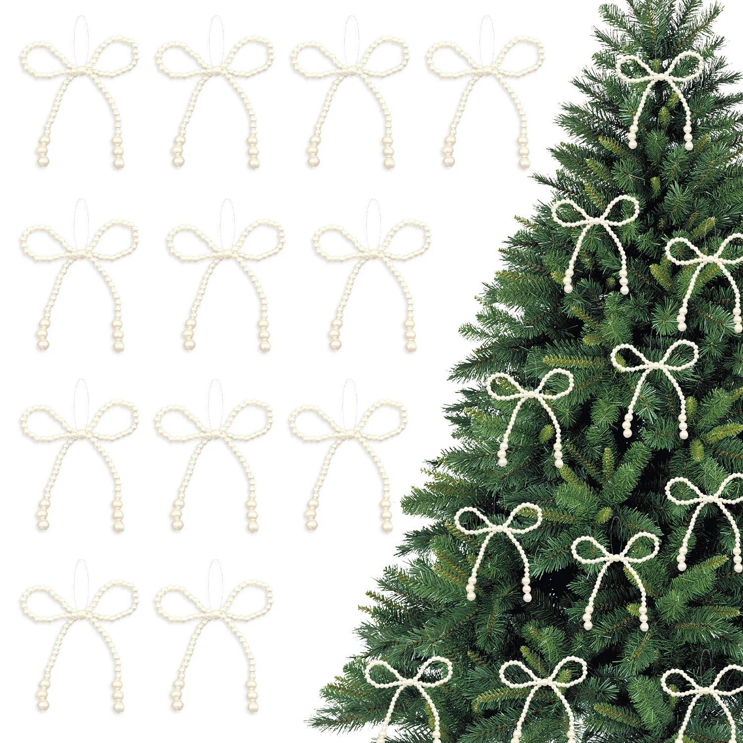 12/24/36 قطعة المنسوجة يدويا تقليد اللؤلؤ القوس باقة اللؤلؤ عيد الميلاد الديكور 2025 عيد الميلاد عطلة نافيداد ناتال السنة الجديدة هدية 2026