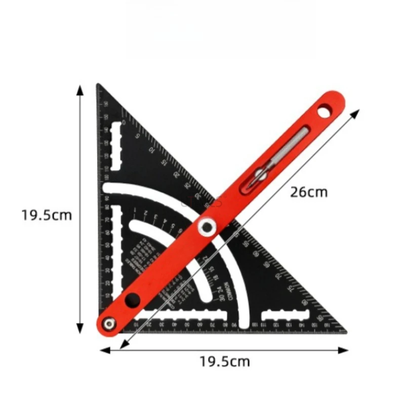 New Triangle Ruler Measurement Tool Aluminium Alloy Carpenter Tools Inch Metric Angle Ruler Speed Square Woodworking Tools