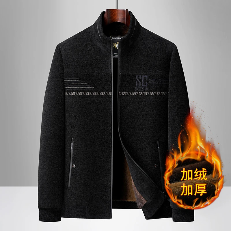 

Зимние мужские шерстяные куртки, высококачественное повседневное полушерстяное пальто плюс плюшевое толстое теплое пальто, мужская одежда