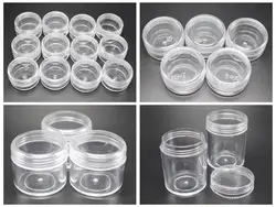 Clear Plastic Round Box Jewelry Beads Empty Storage Case Small Container Jars