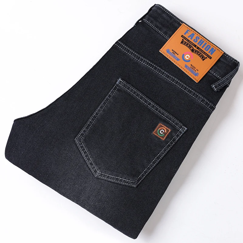 

Spring Edition Men's Jeans Low Waist Business Style Cotton Blend Fabric Straight Leg Footwear Resistant to Deformation