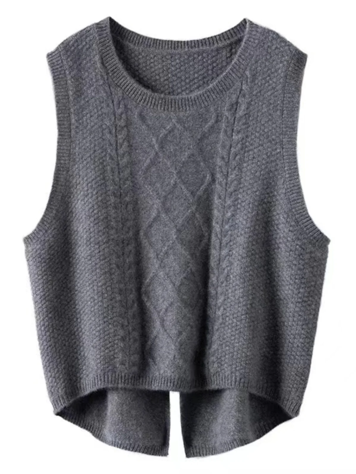 Gebreid Wollen Svel Vest Dames Faion Design Ba Split Twist Flower Base Ronde Ne Layering Tank Top Herfst Nieuwe Sle