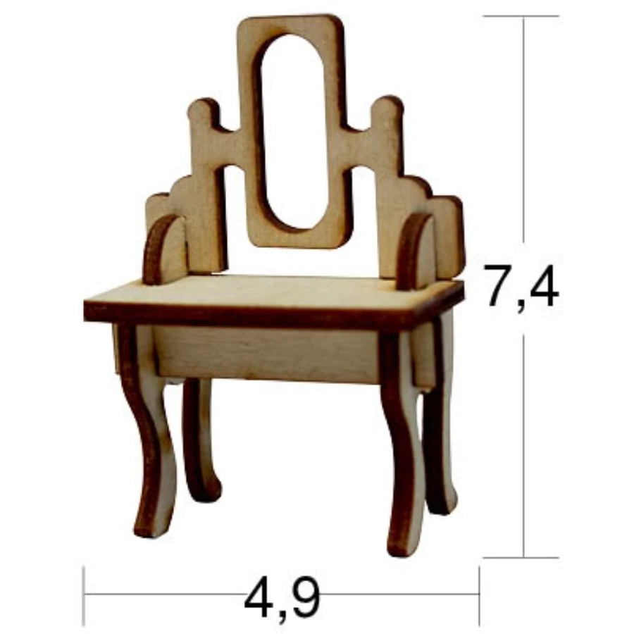 MN17 Miniature Dressing Table, Hobby Wood Painting Miniature