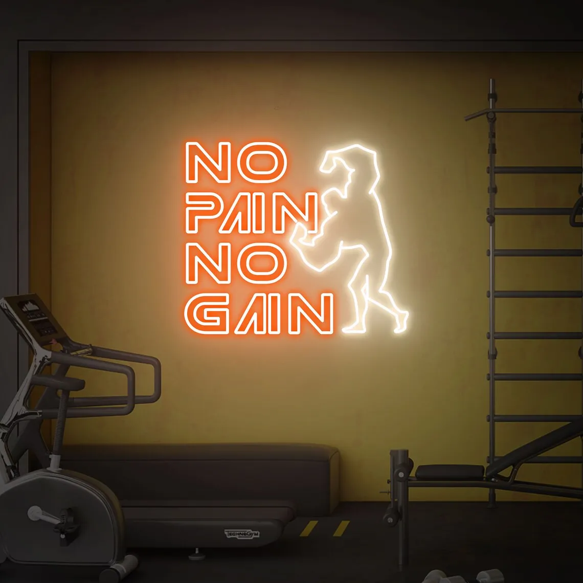 No Pain No Gain Neon Sign, Gym Wall Hanging, Neon Barbell Neon Light Sign For Sports Room, Decor Club, customized neon, gym cust