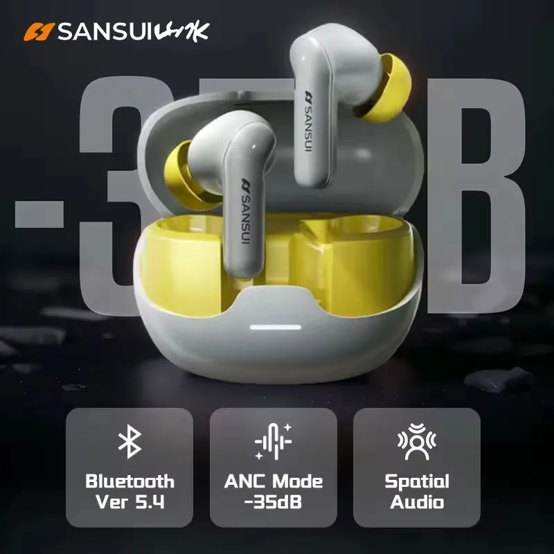 

W23 ANC Bluetooth 5.4 Earbuds -35dB Noise Cancelling 360° Spatial Sound 27H Playtime Earphones with 4-Mic ENC HD Calls