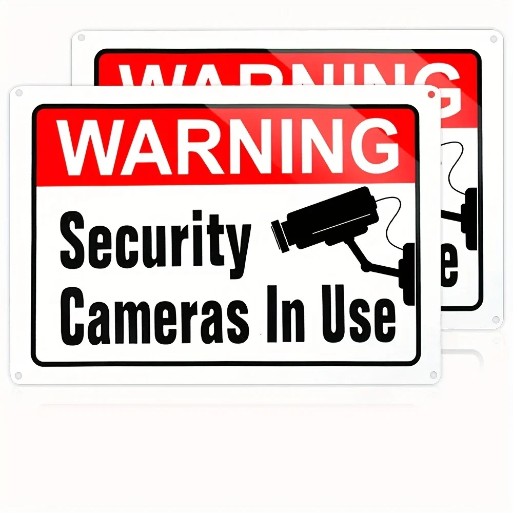 2Pcs Warning Video Surveillance In Use Sign, Security Cameras In Use Sign,  For Yard House Property And Business Driveway Alert