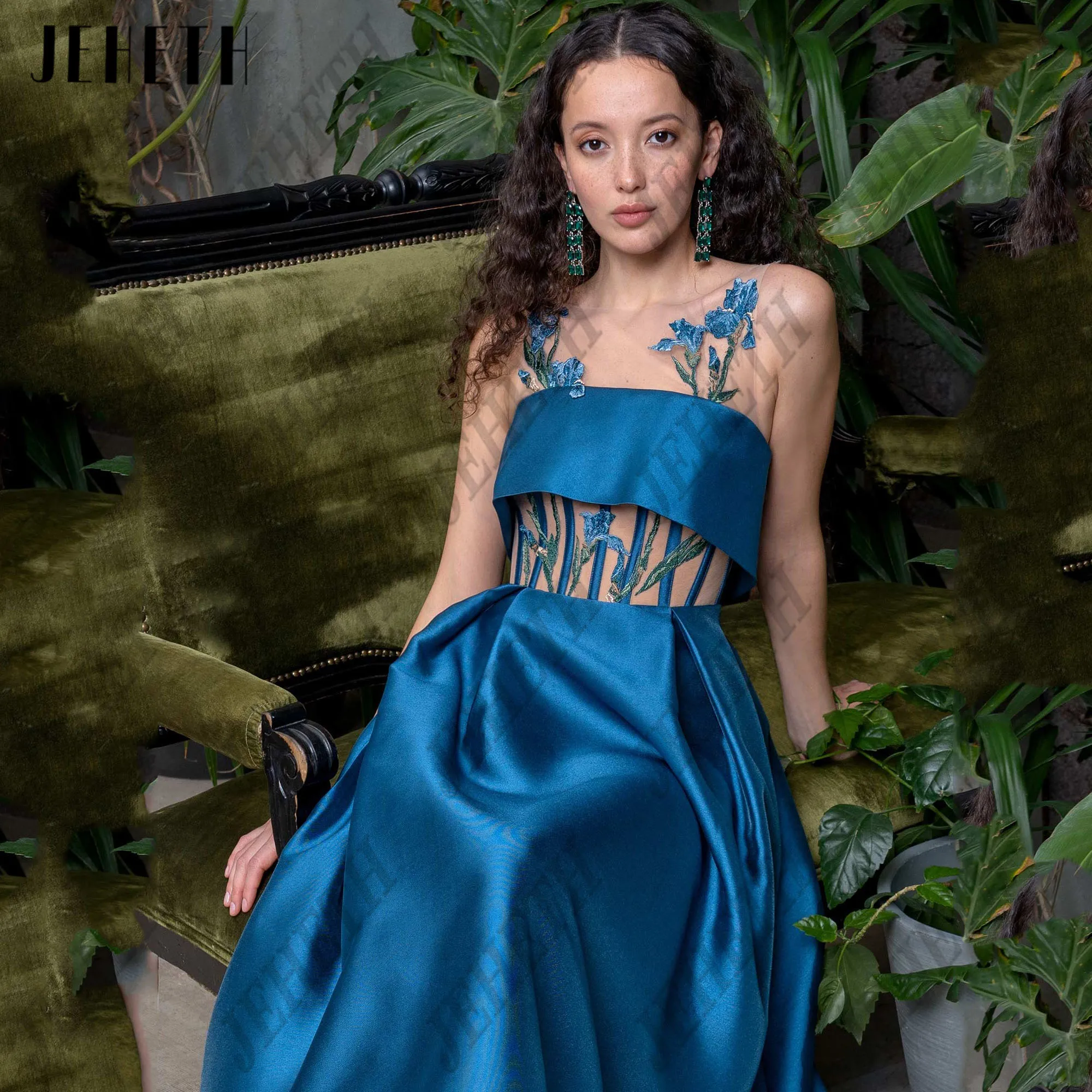 Guitar Hcondamned-Robes de Rhmi-longues en satin A-Line pour femmes, robes de cocktail dos nu personnalisées, fleurs, fibre, occasion spéciale, quoi que ce soitJeheth a - type satin midi robe de bal fleur sans manches