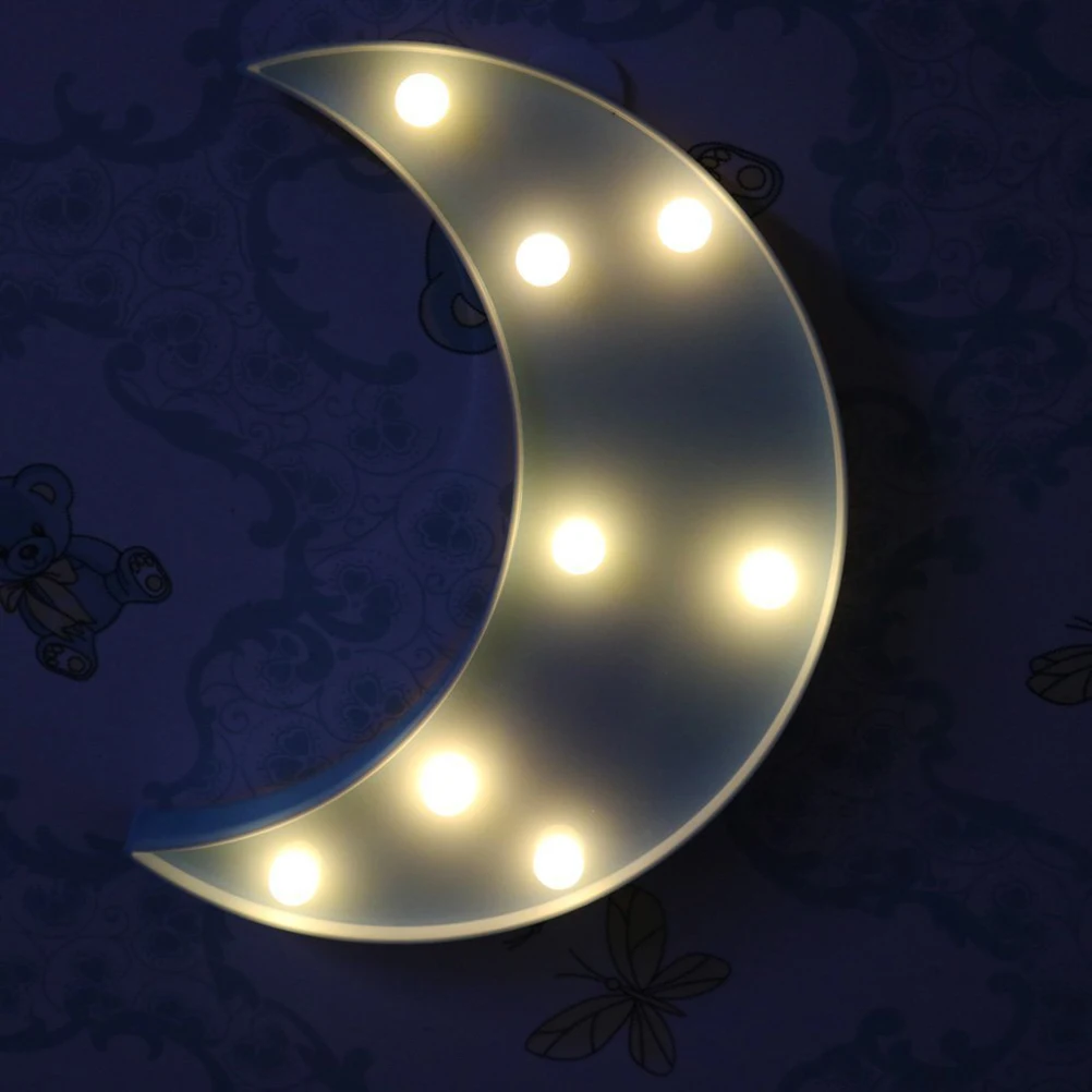

8 Leds Moon Shaped Light Plastic Crescent Marquee Sign Operated Night Lamp Kids Room Home Party Decoration Blue