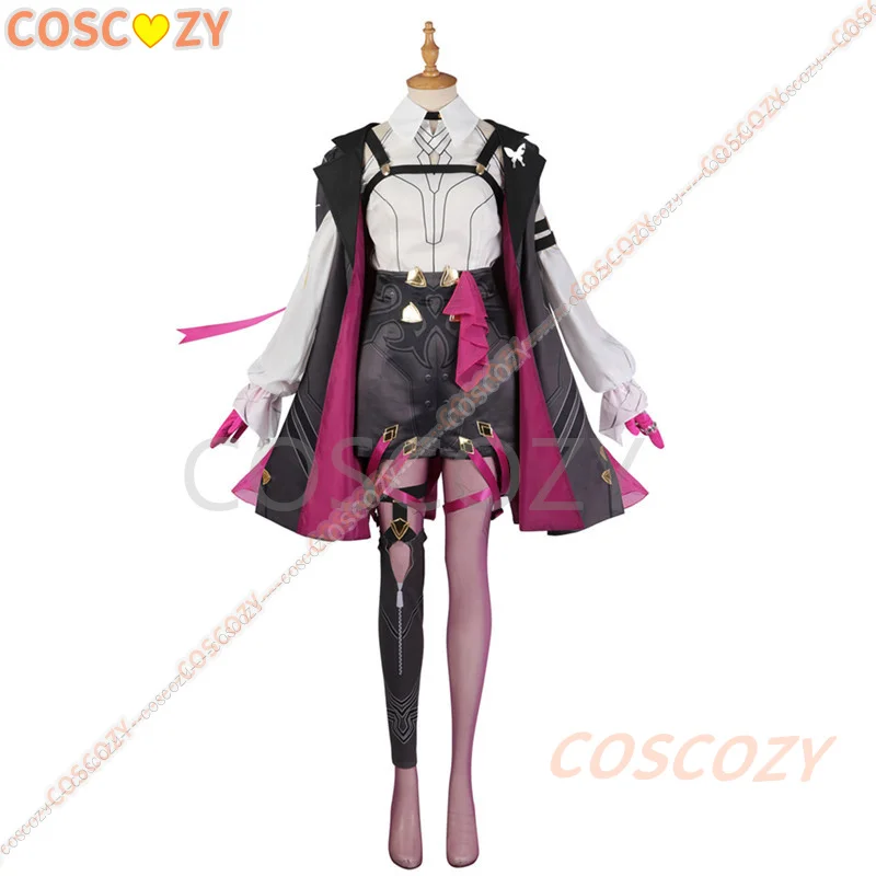 Jeu Honkai: Star Rail Cosplay Costume, Kafka Cosplay Costume, uniforme, plis, vêtements de jeu, chaussures, bas, perruque, ensemble complet