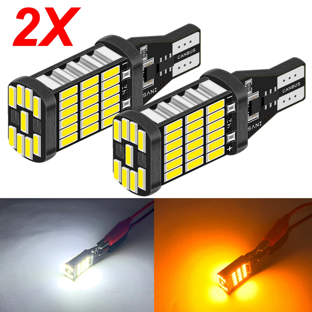 2PCS Turn Signal Lamp T15 W16W 921 912 T16 T10 902 LED Bulbs High Power 45 SMD 4014 Replace for Car Reversing Light White Amber