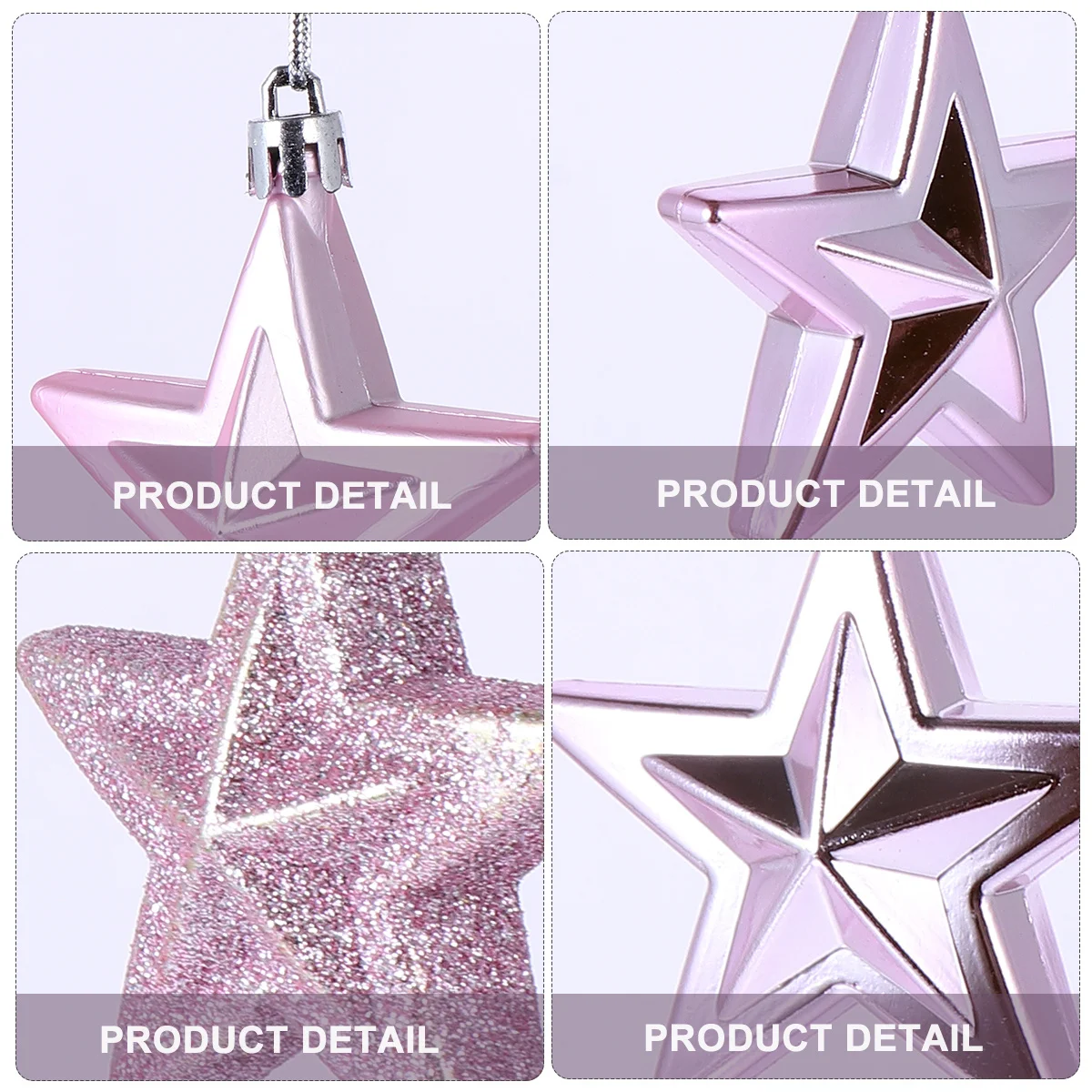 

18pcs Christmas Five-Pointed Star Decorations 3D Plastic Ornament For Tree Home Office Party Xmas Holiday Decor Gift
