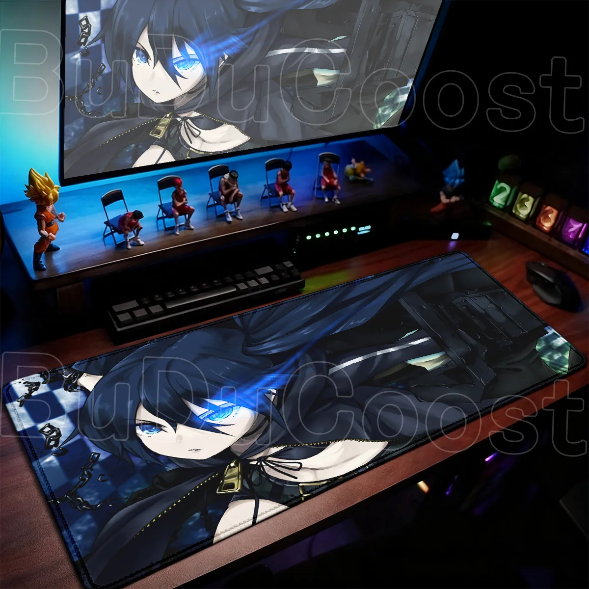 Japan Anime Black Rock S-Shooter Mousepads Notebook Locking Edge Keyboard Mats PC Rubber Accessories 90x40cm Gaming Tabletop Rug