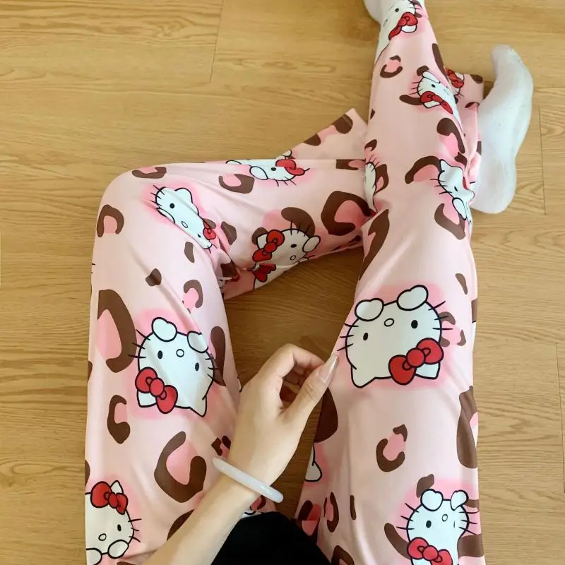

Брюки Ins Hello Kitty, пижамные штаны Kawaii Girsl, свободные домашние повседневные зимние универсальные брюки Sanrio