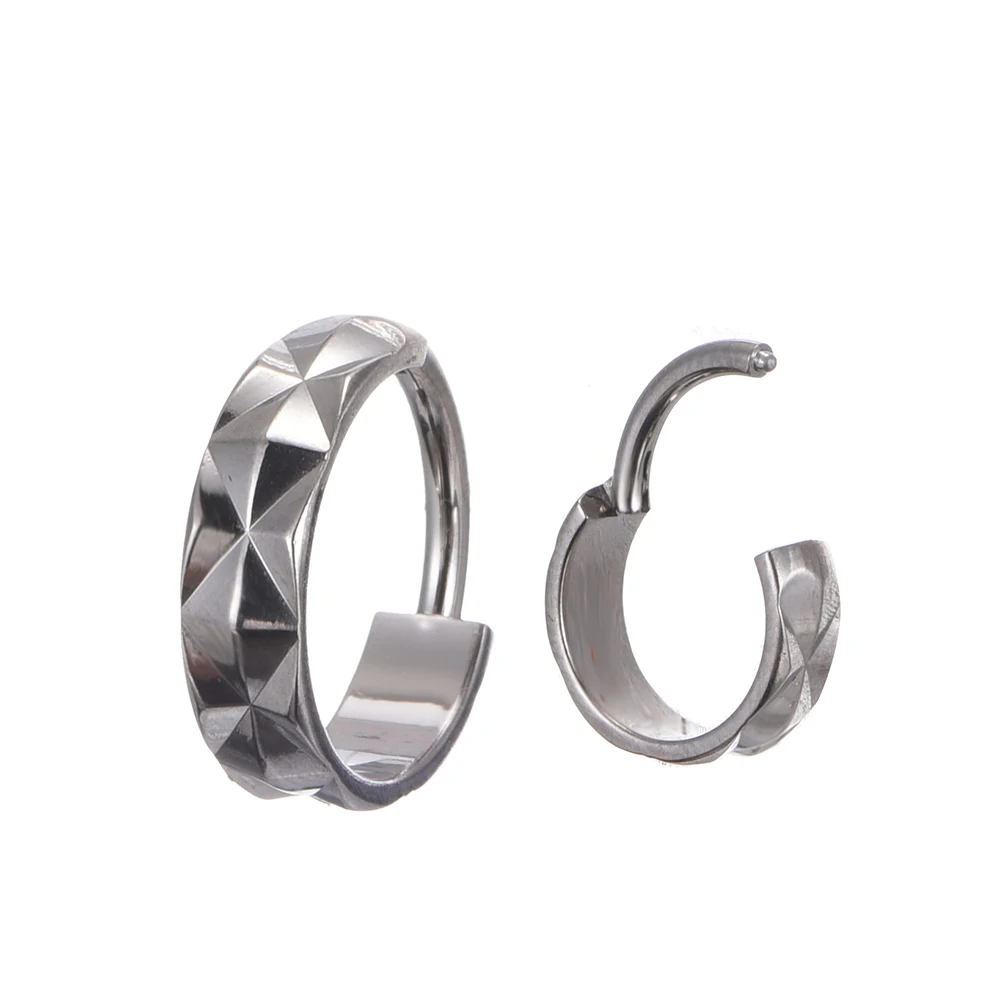 QM ASTM F136 Titanium Hoop Clicker Nose Ring Earrings Helix Lobe Body Piercing Jewelry