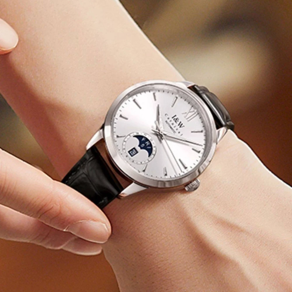 I&W CARNIVAL Luxury Brand Japan MIYOTA Automatic Mechanical Women's Watches Moon Phase Waterproof Week Display Clock 527L