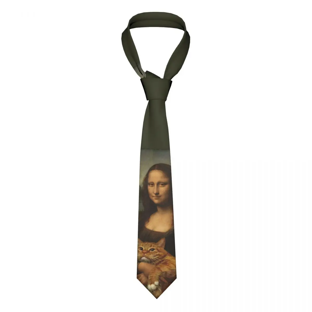 Mona Lisa Fat Cats cravatte Unisex moda poliestere 8 cm largo umorismo cravatta grafica per uomo accessori per camicie Gravatas Busines