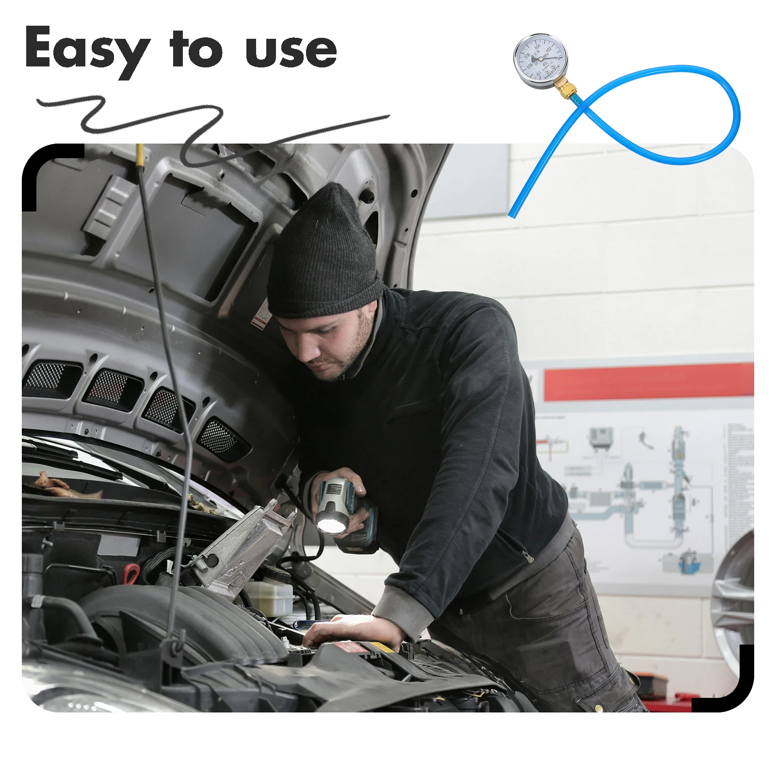 

Premium Vacuum Gauge Car Diagnostic Tool Fuel Pressure Regulator Carburetor Test Gauge Automotive Pressure Tester Durable Vacuum