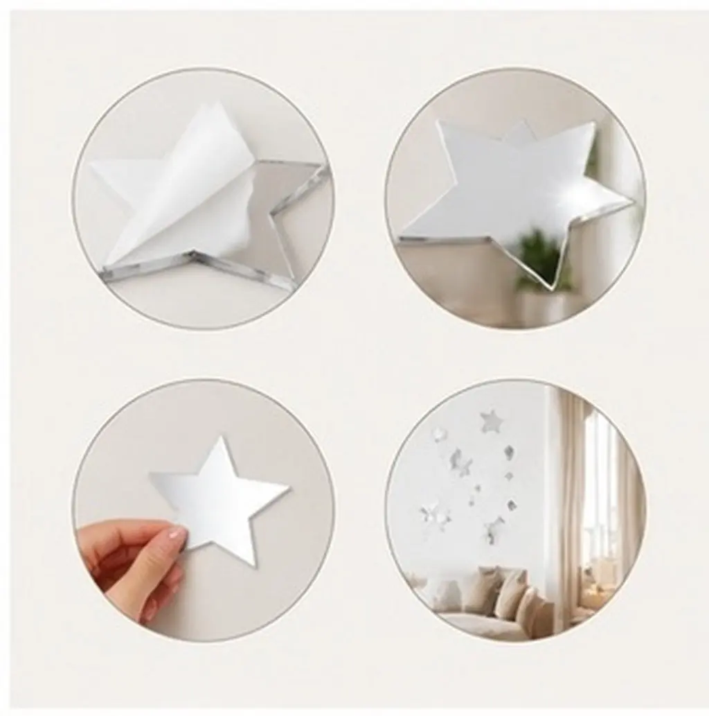 40Pcs Romantic Night Mirror Wall Stickers Brightening Peel and Stick Acrylic Decals for Bedroom Living Room Bathroom