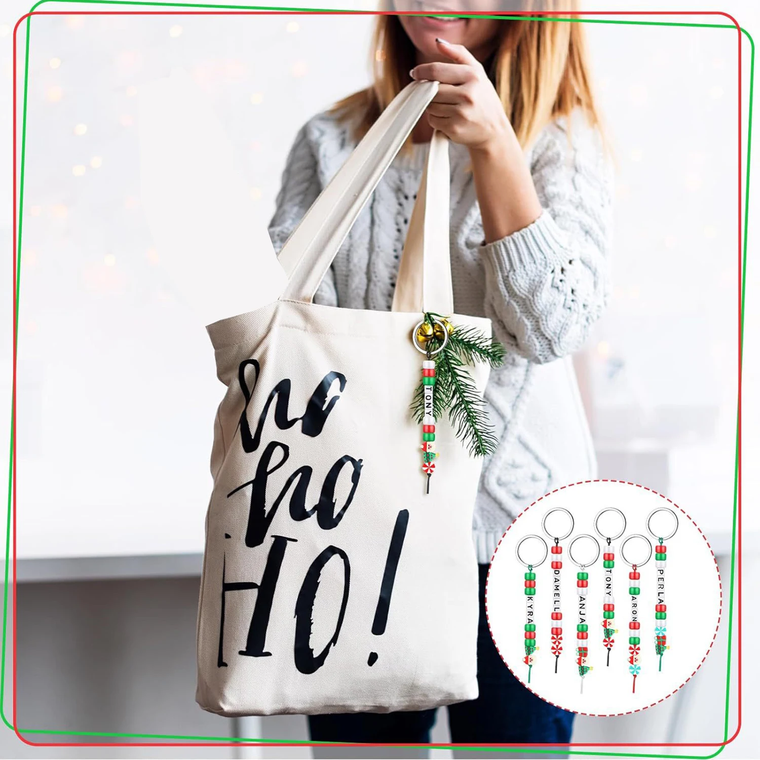 566 قطعة لتقوم بها بنفسك عيد الميلاد المفاتيح عدة الأحمر والأخضر مطرز اكسسوارات بوليمر كلاي رسالة اكسسوارات لتقوم بها بنفسك حقيبة قلادة المفاتيح ل #6