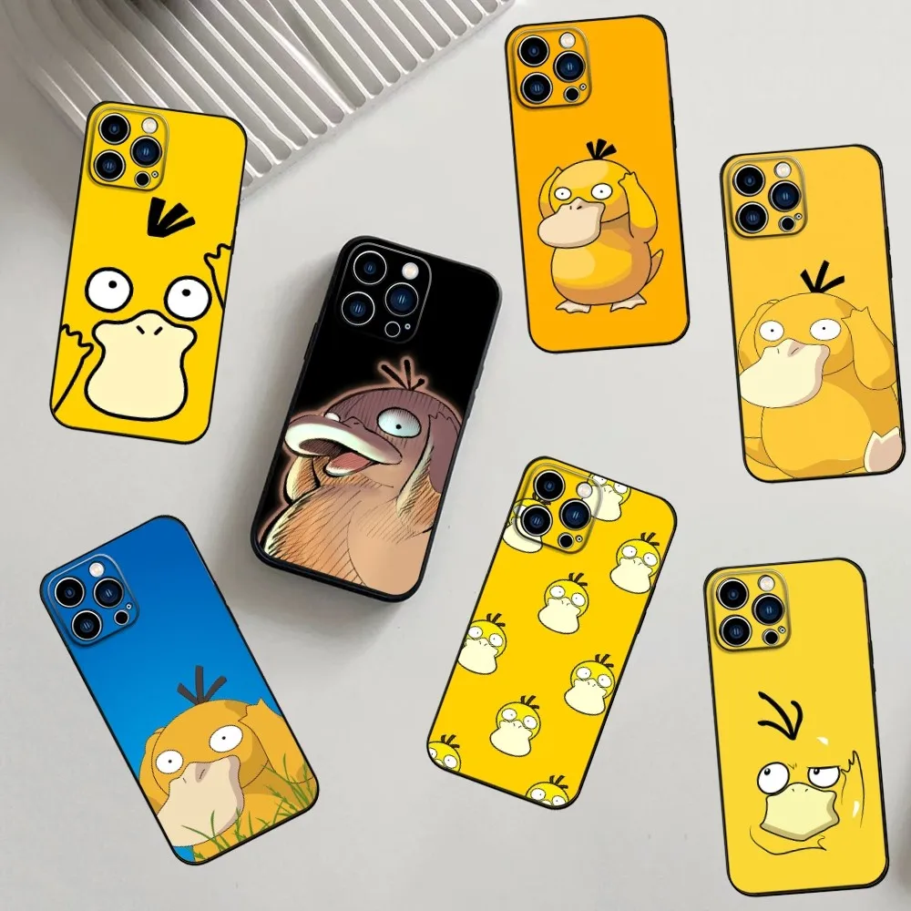 Cute P-Psyduck Phone Case For iPhone 16,15,14,13,12,11,Pro,X,XS,Max,XR,Plus,Mini Soft Silicone Black Shockproof TPU