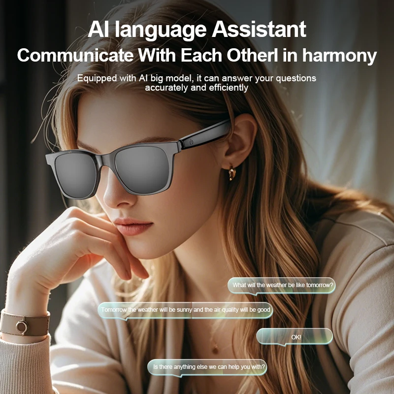 

Smart Glasses With Ai Intelligent Voice and Video Real-Time Translation A10 Enc Noise Ip67 Dustproof and Waterproof Sunglasses