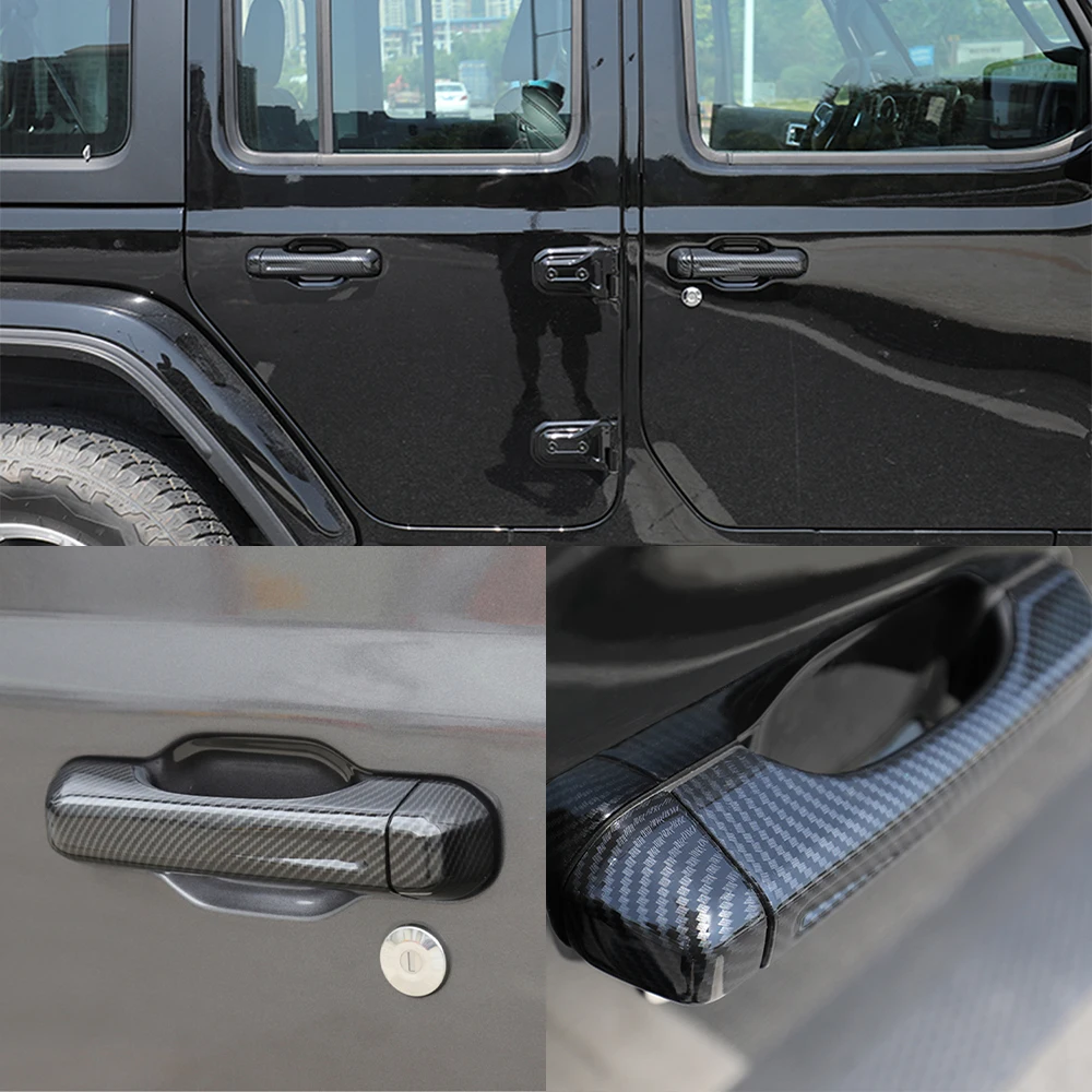 Car Door Grab Handle Decoration Cover Trim for Jeep Wrangler JL Gladiator JT 2018-2021 2022 2023 4-Doors Exterior Accessories